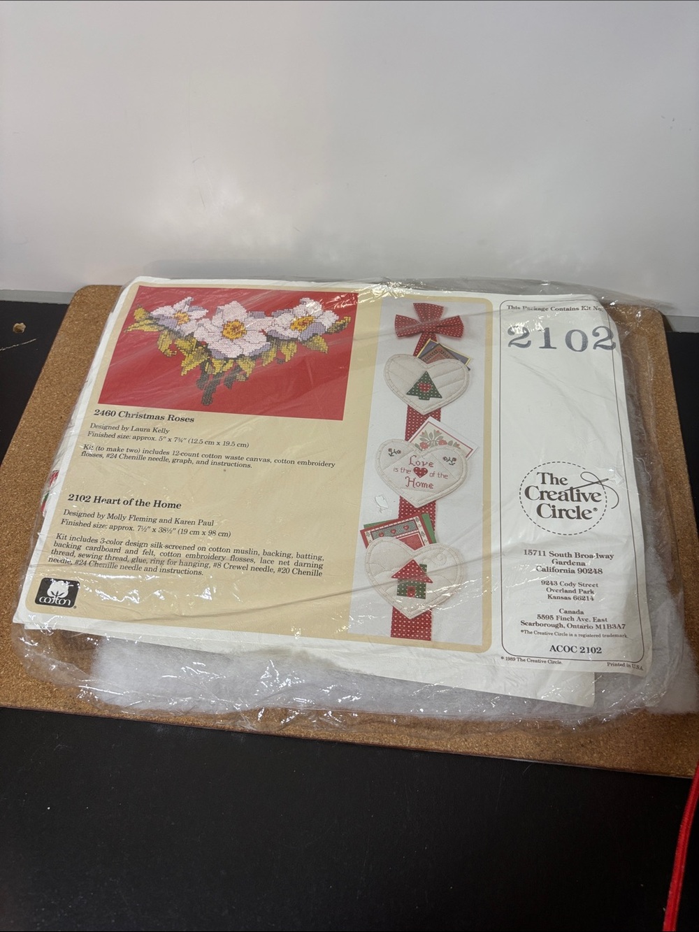 Christmas Rose & Heart Home Embroidery Kit - Red Opened